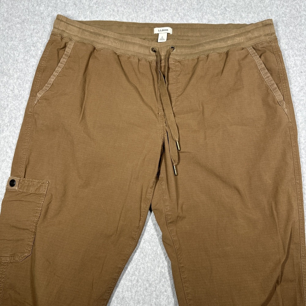LL Bean Ripstop Pull On Pants Women's Large Brown Slim Leg Stretch Jogger 505027